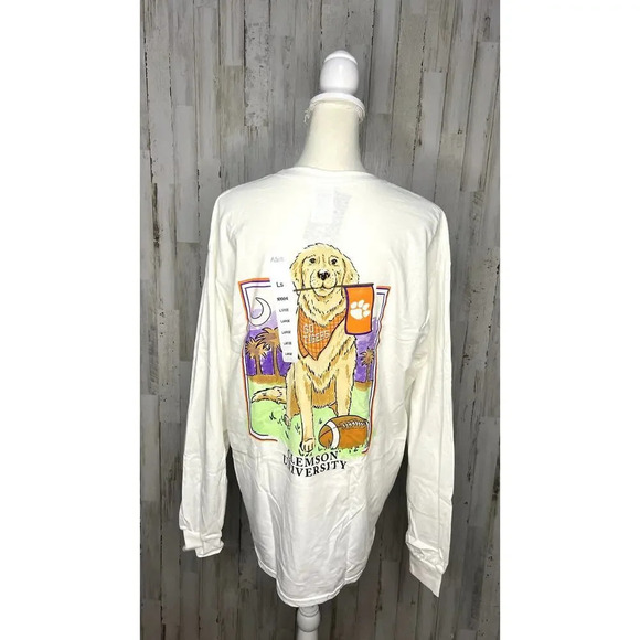 NWT Clemson Tigers Yellow Lab Long Sleeve White Unisex‎ T-Shirt Size XL - Picture 4 of 5